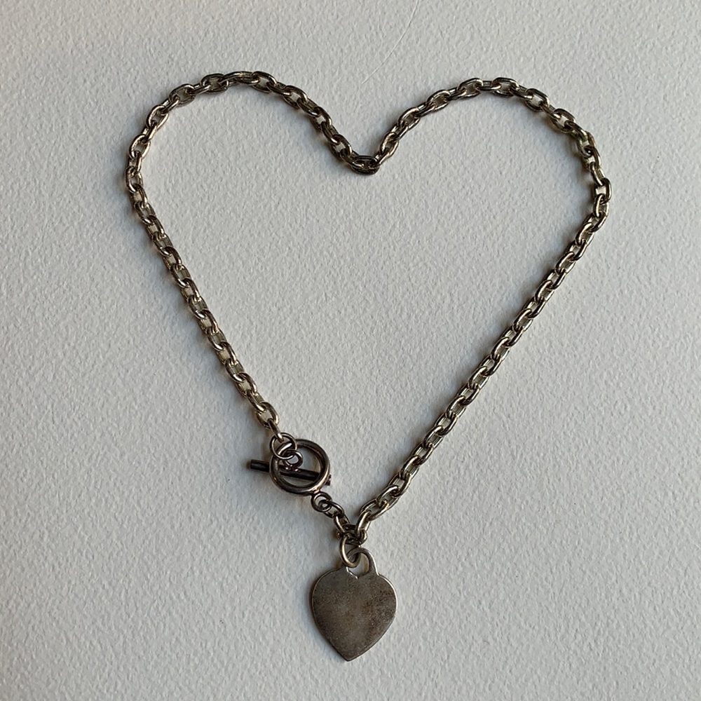 Vintage heart tag 925 sterling silver 16” necklace